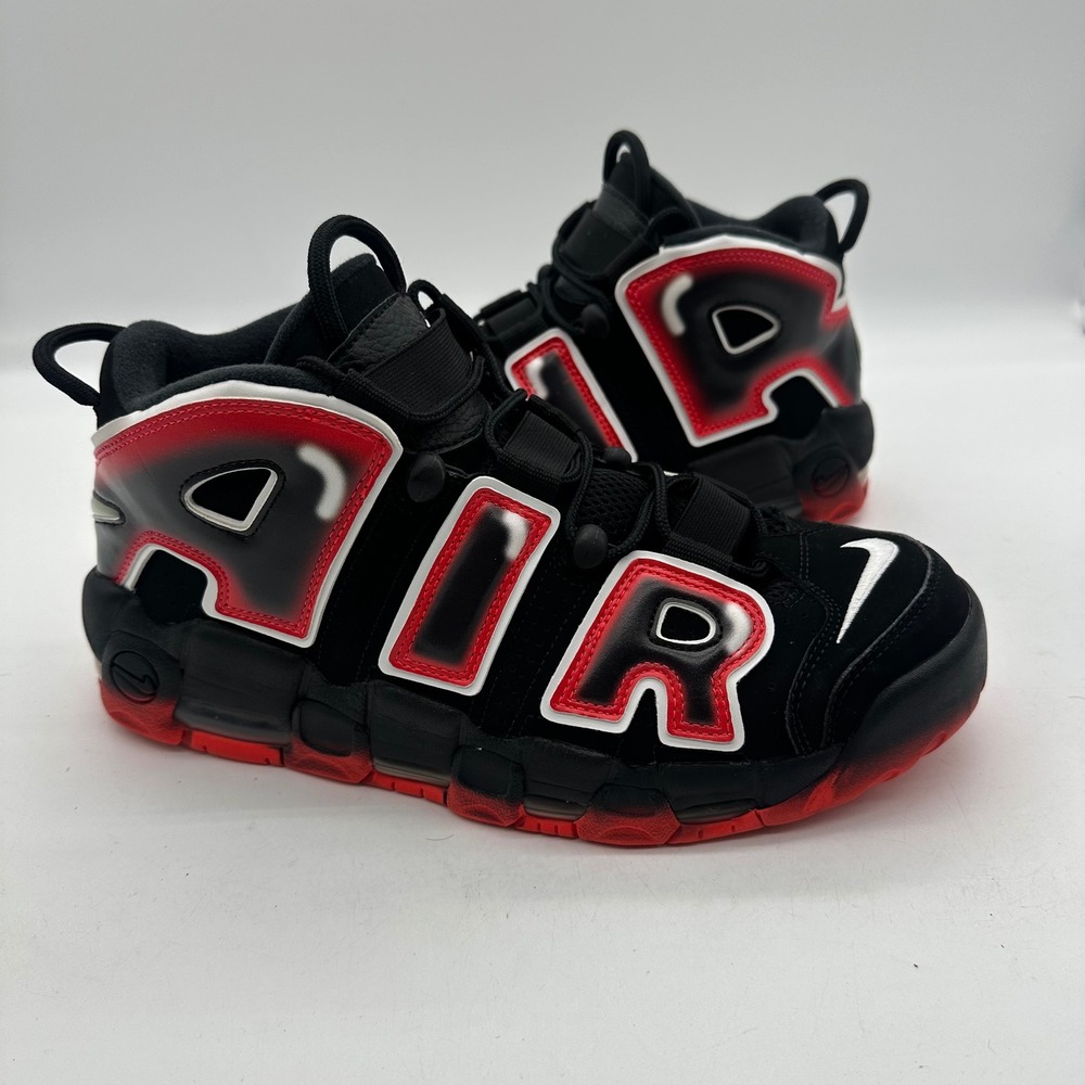 Nike CJ6129-001 Mens 10.5 Black/Red Laser Crimson Air More Uptempo 96 Sneakers